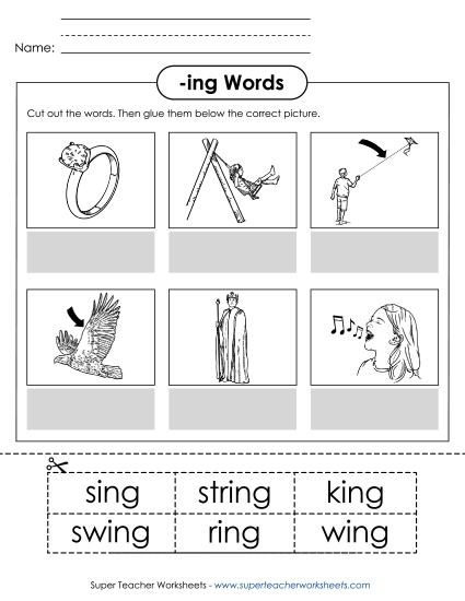 Worksheets - Cut and Glue (-ing)