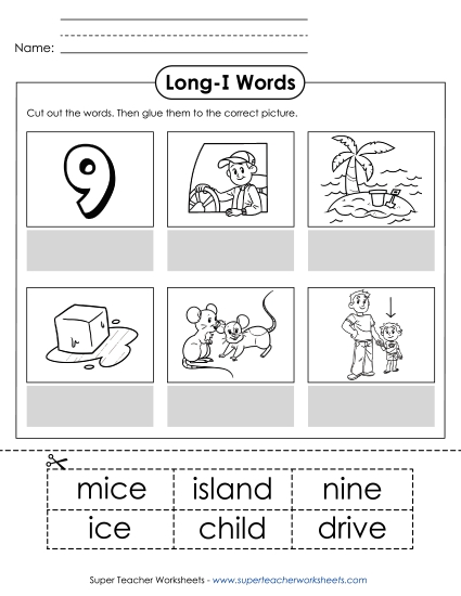 Cut & Glue Activities - Cut-and-Glue (Long I Words)