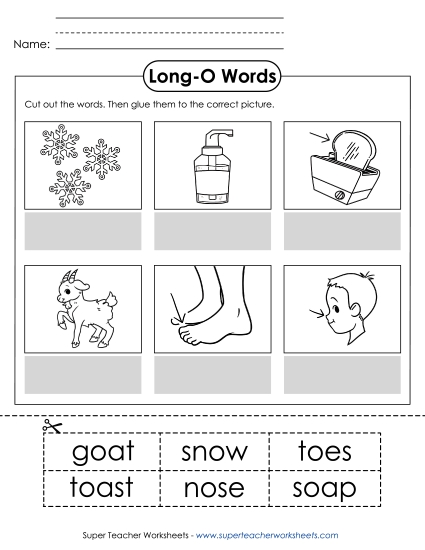 Cut and Glue Activities - Cut-and-Glue (Long O Words) Cut and Glue Activities - Cut-and-Glue (Long O Words)