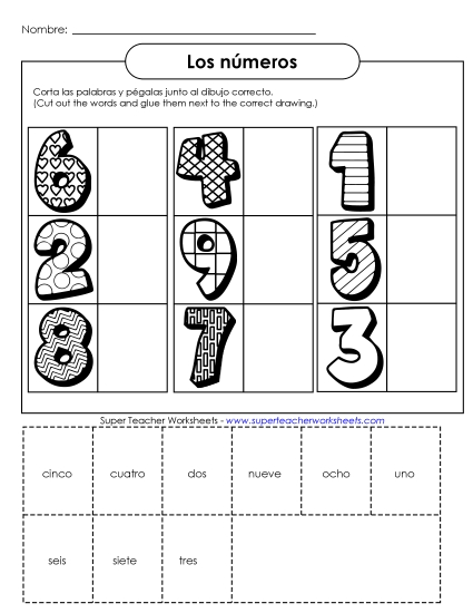Numbers - Cut-and-Glue: Numbers (1-9) Numbers - Cut-and-Glue: Numbers (1-9)