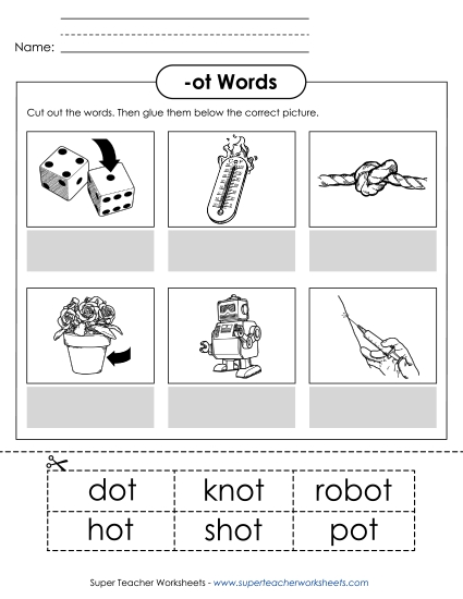 Worksheets - Cut and Glue (-ot)