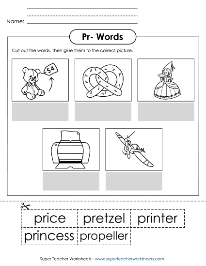Cut and Glue Activities - Cut and Glue (Pr- Words) Cut and Glue Activities - Cut and Glue (Pr- Words)