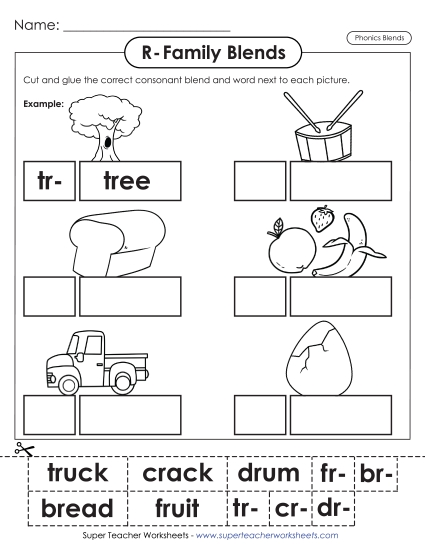 Cut-and-Glue Activities - Cut-and-Glue: R-Family Blends Cut-and-Glue Activities - Cut-and-Glue: R-Family Blends