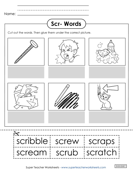 Worksheets - Cut and Glue (Scr- Words)