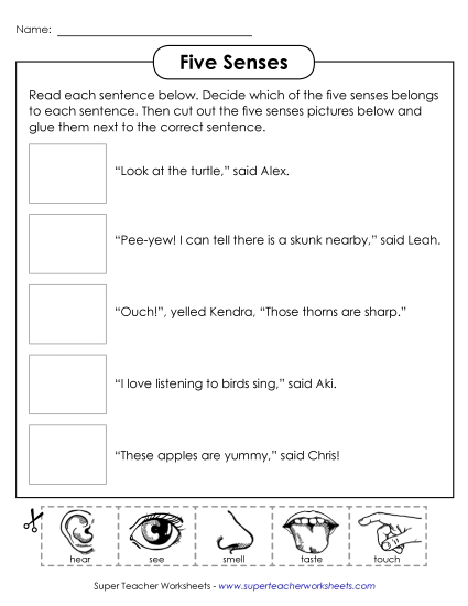 Cut & Glue Activities - Cut-and-Glue: Senses #1