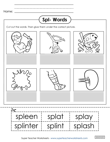 Cut-and-Glue Activities - Cut and Glue (Spl- Words)