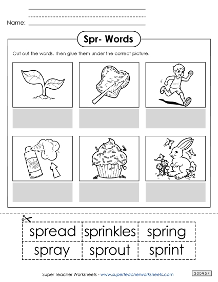Cut and Glue Activities - Cut and Glue (Spr- Words)