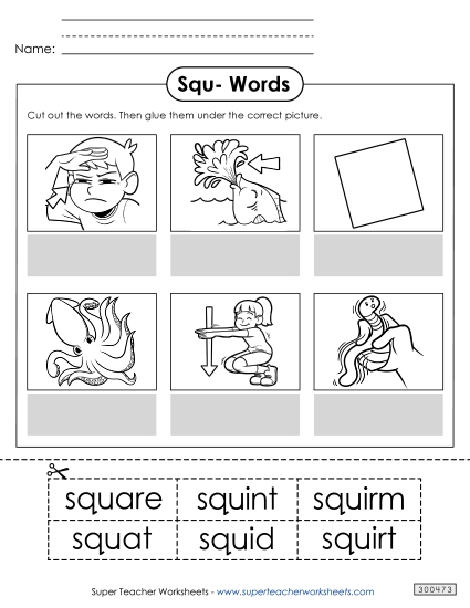 Cut-and-Glue Activities - Cut and Glue (Squ- Words) Cut-and-Glue Activities - Cut and Glue (Squ- Words)