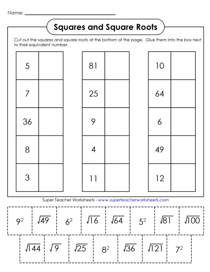 Cut-and-Glue Square & Square Roots