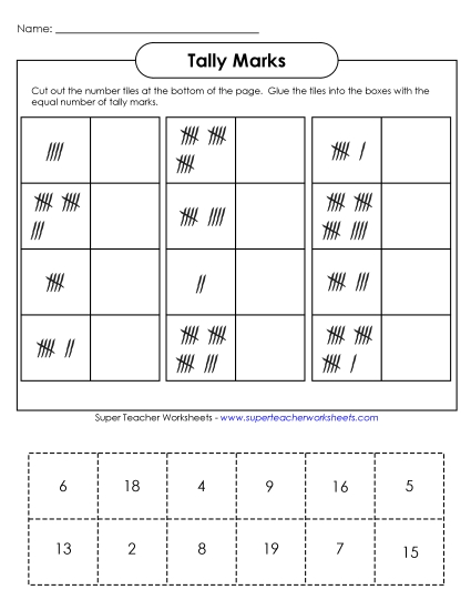 Counting Tallies - Cut-and-Glue Tallies