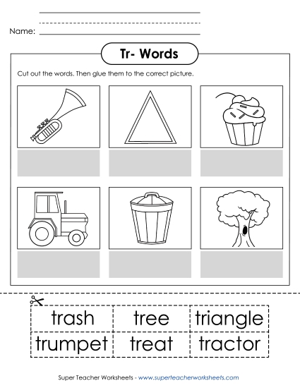 Cut and Glue Activities - Cut and Glue (Tr- Words) Cut and Glue Activities - Cut and Glue (Tr- Words)