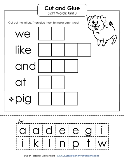 Worksheets - Cut-and-Glue (Unit 3)