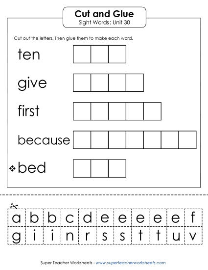 Worksheets - Cut-and-Glue (Unit 30)
