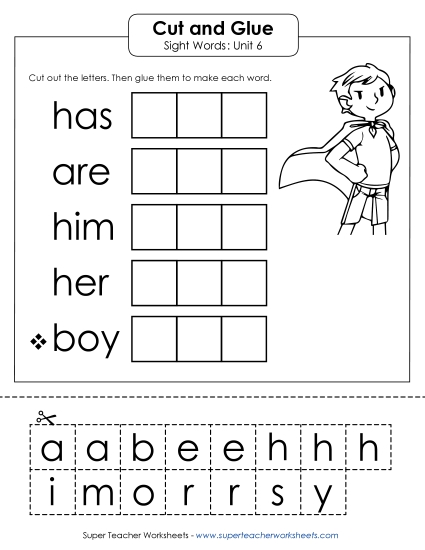 Worksheets - Cut-and-Glue (Unit 6)