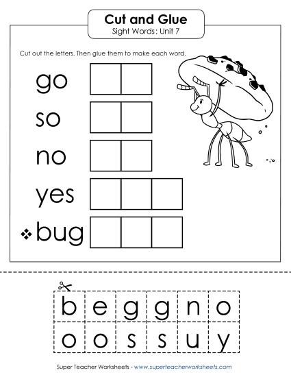 Worksheets - Cut-and-Glue (Unit 7)