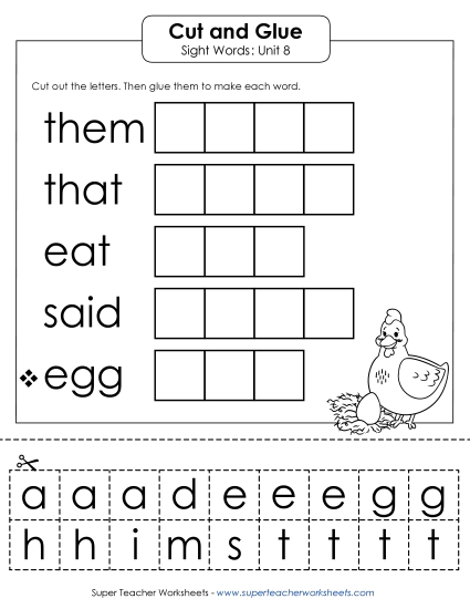Worksheets - Cut-and-Glue (Unit 8)