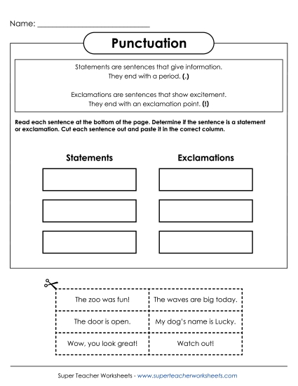 Periods, Question Marks, Exclamation Points - Cut and Paste Punctuation 2