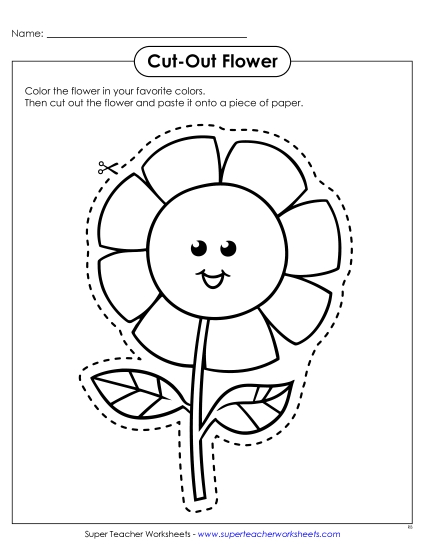 Cut Out Pictures (Large; Easier) - Cut-Out Flower (Printable PDF Worksheet) Cut Out Pictures (Large; Easier) - Cut-Out Flower (Printable PDF Worksheet)