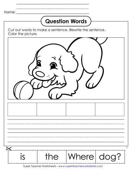 Cut & Glue Activities - Cut-Out Sentence: Where Cut & Glue Activities - Cut-Out Sentence: Where
