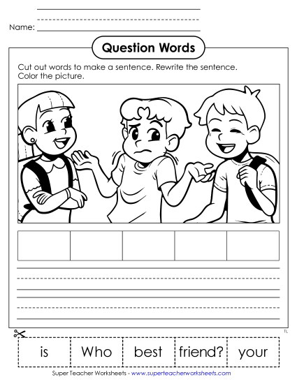 Cut & Glue Activities - Cut-Out Sentence: Who Cut & Glue Activities - Cut-Out Sentence: Who