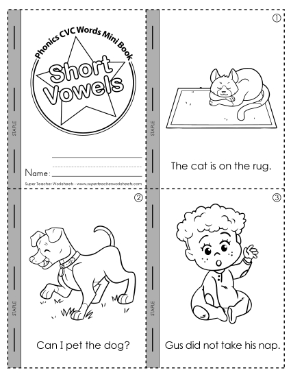 Mixed-Vowel CVC Words - CVC Short Vowels Mini Book (Printable PDF Worksheet)