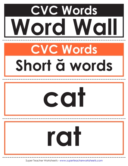 Mixed-Vowel CVC Words - CVC Words Mixed Vowels Word Wall (Printable PDF Worksheet)