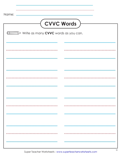 Brainstorm - CVVC Brainstorm List (Printable PDF Worksheet)