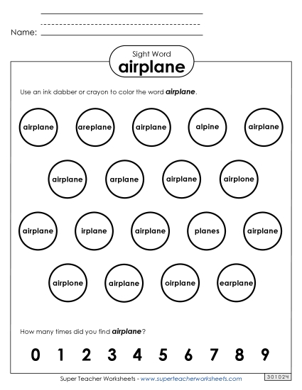 Dab or Color: Airplane Dab or Color: Airplane