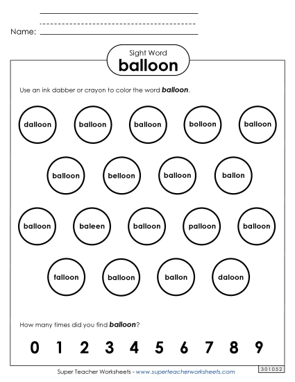Dab or Color: Balloon Dab or Color: Balloon