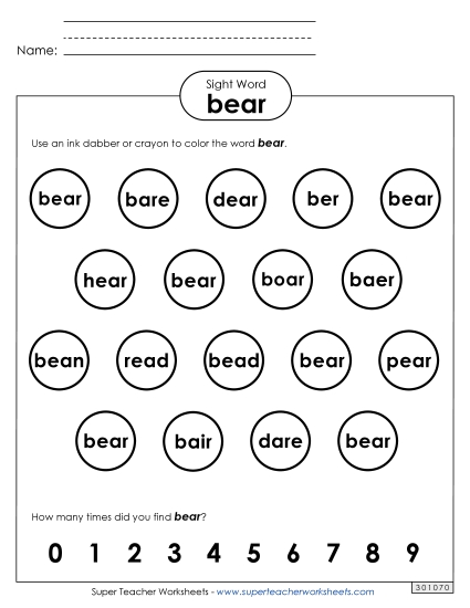Dab or Color: Bear Dab or Color: Bear