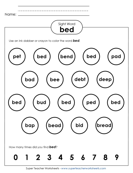 Dab or Color: Bed Dab or Color: Bed