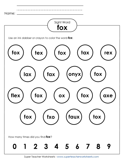 Dab or Color: Fox Dab or Color: Fox