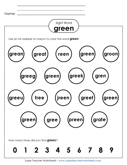 Dab or Color: Green Dab or Color: Green