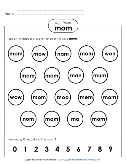 Dab or Color: Mom Dab or Color: Mom