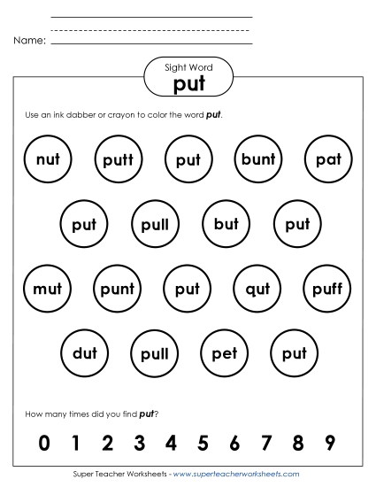 Dab or Color: Put Dab or Color: Put