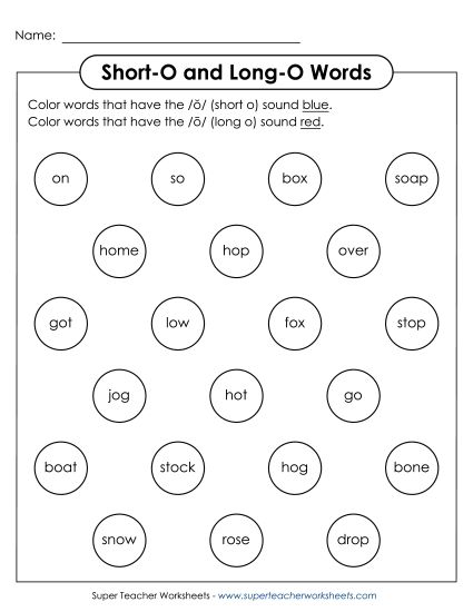 Worksheets - Dabber Activity: Long-O and Short-O Worksheets - Dabber Activity: Long-O and Short-O