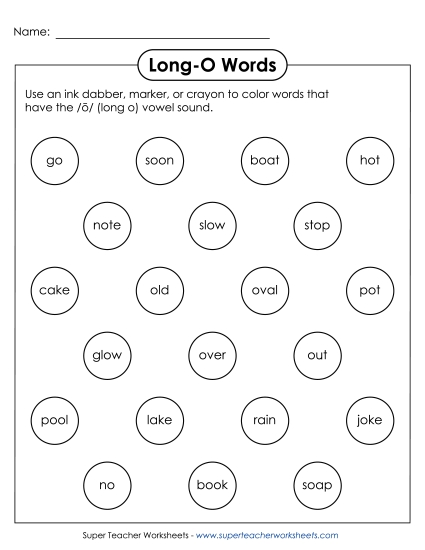 Worksheets - Dabber Activity