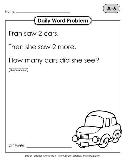 Daily Word Problems A-6 through A-10 Daily Word Problems A-6 through A-10