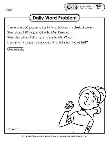 Daily Word Problems C-16 through C-20 Daily Word Problems C-16 through C-20