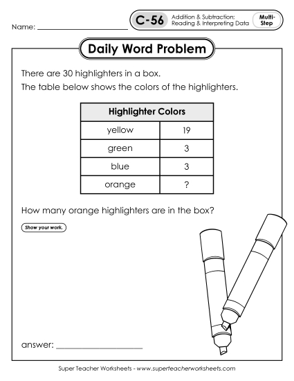 Daily Word Problems C-56 through C-60 Daily Word Problems C-56 through C-60