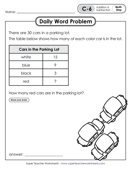Daily Word Problems C-6 through C-10 Daily Word Problems C-6 through C-10