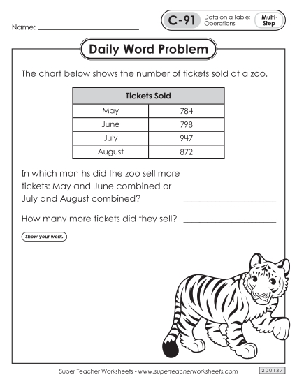 Daily Word Problems C-91 through C-95 Daily Word Problems C-91 through C-95