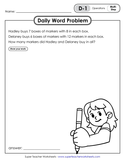 Daily Word Problems D-1 through D-5 Daily Word Problems D-1 through D-5