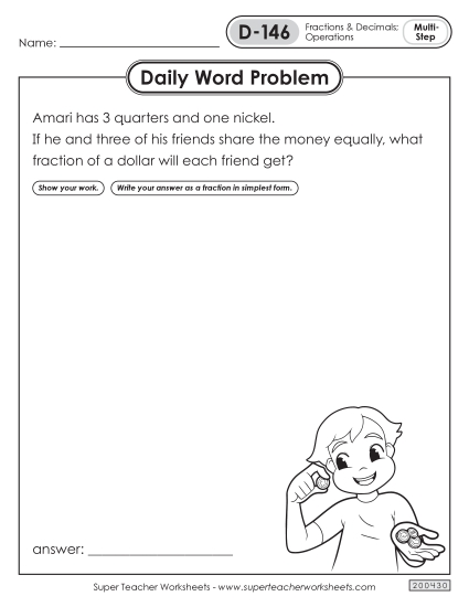 Daily Word Problems D-146 through D-150 Daily Word Problems D-146 through D-150