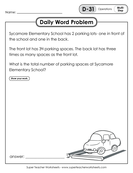 Daily Word Problems D-31 through D-35 Daily Word Problems D-31 through D-35