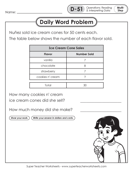 Daily Word Problems D-51 through D-55 Daily Word Problems D-51 through D-55