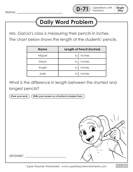 Daily Word Problems D-71 through D-75 Daily Word Problems D-71 through D-75