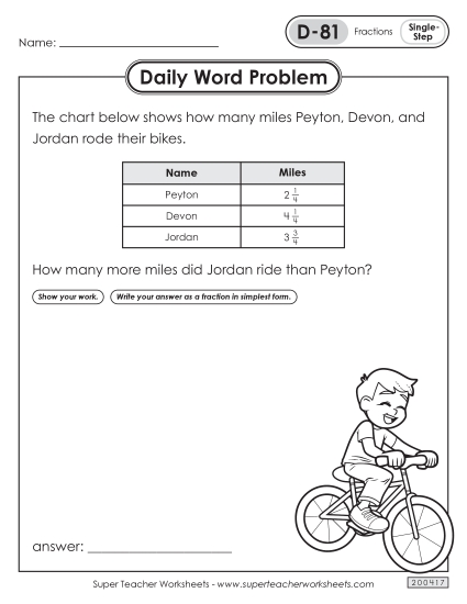 Daily Word Problems D-81 through D-85 Daily Word Problems D-81 through D-85