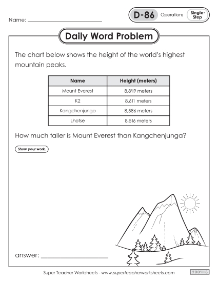 Daily Word Problems D-86 through D-90 Daily Word Problems D-86 through D-90