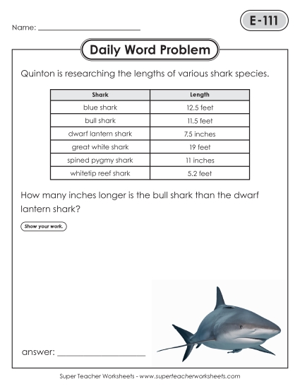 Daily Word Problems  E-111 through E-115